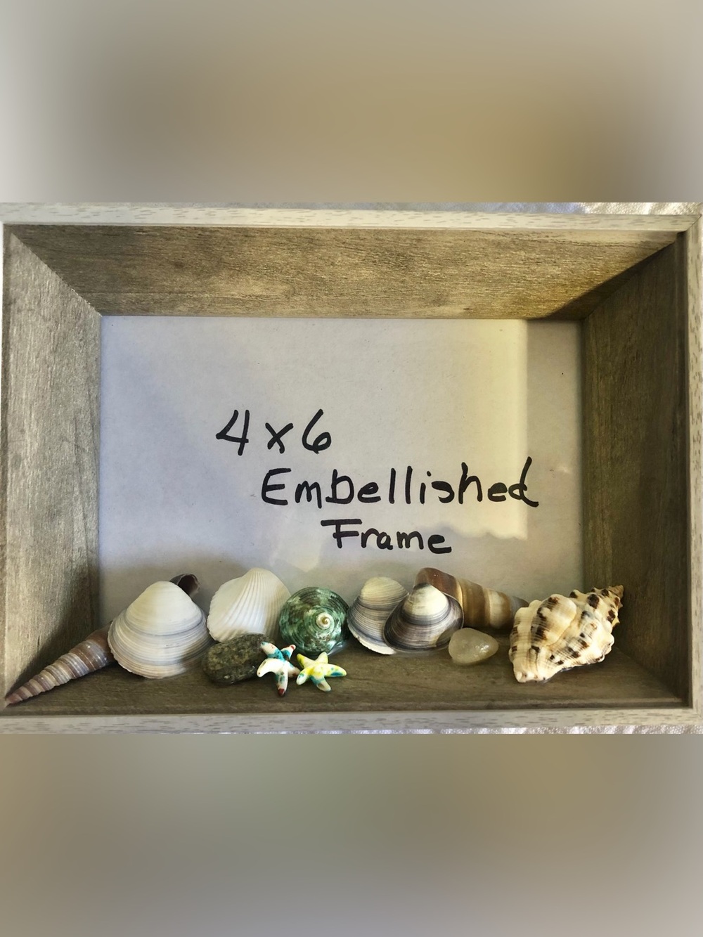 Neutral Wood Deep ThreeD 4x6 Embellished Frame with Seashell Accents